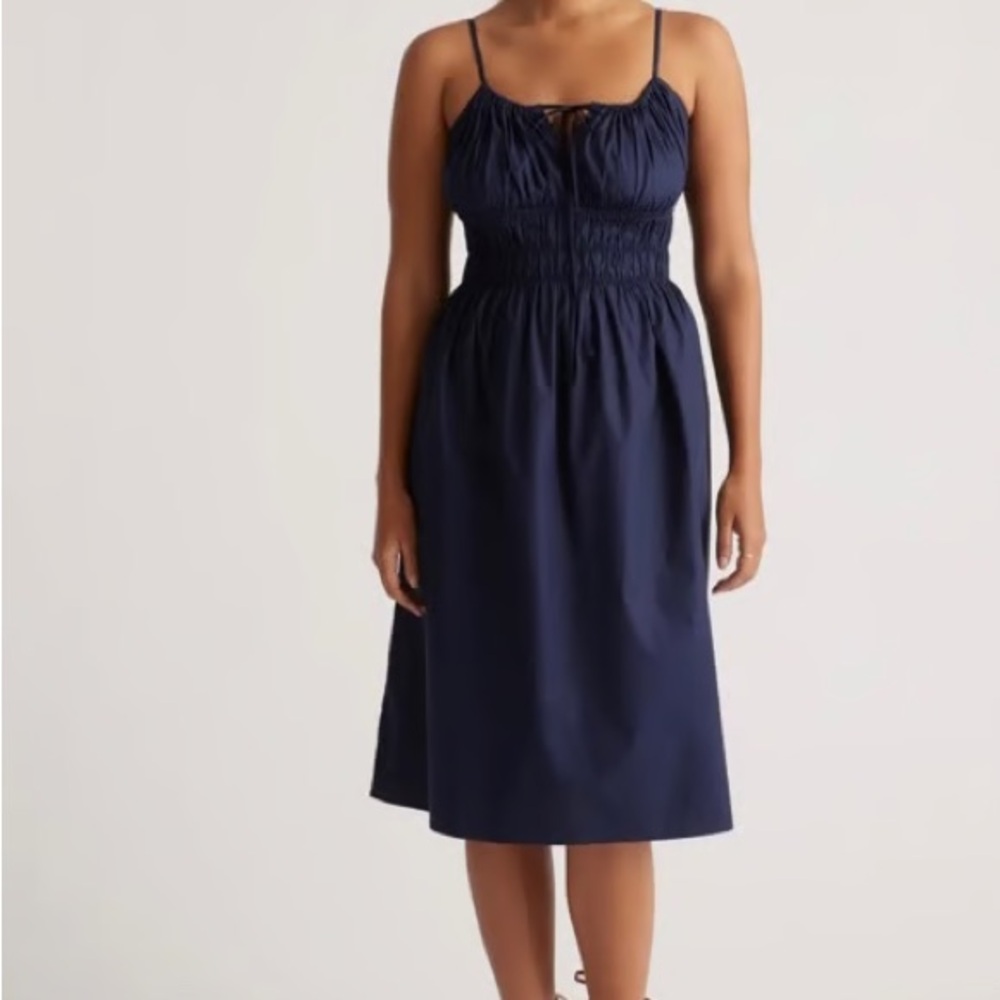100% Organic Cotton Keyhole Midi Dress navy large